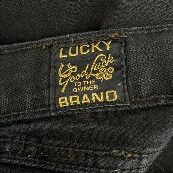 LUCKY BRAND The Rider Jeans Black Denim Mid Rise Straight Leg Frayed Hem 4/27 - Picture 11 of 15